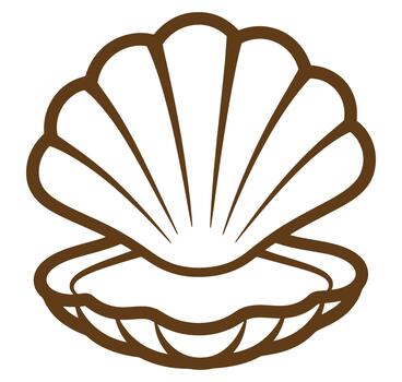 sencillo marrón contorno de un abierto concha gráfico aislado en un blanco antecedentes vector