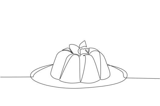 soltero uno línea dibujo vainilla pudín con frambuesas Adición en un lámina. complementario meriendas después almuerzo. delicioso. nacional vainilla pudín día. continuo línea diseño ilustración vector