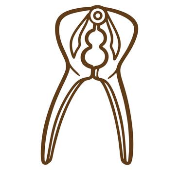 contorno ilustración de un cascanueces herramienta representado en un sencillo mano dibujado marrón estilo vector