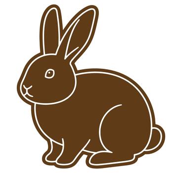 Brown rabbit illustration in flat design style with white outlines for various design projects vector