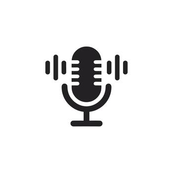 Simple Line Microphone with Sound Waves Communication Broadcast Icon vector