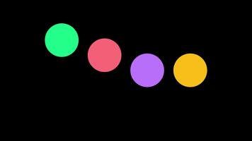 fyra färgrik ellipser läser in animering på svart bakgrund. audio visualiserare studsande cirklar rörelse grafisk slinga. video