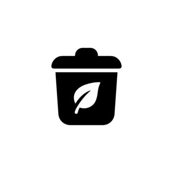 Simple Flat Design Trashcan Recycle Bin with Leaf Symbol Icon vector