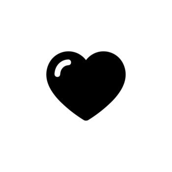 Simple Solid Heart Shape Glossy Reflection Symbol Icon Design vector