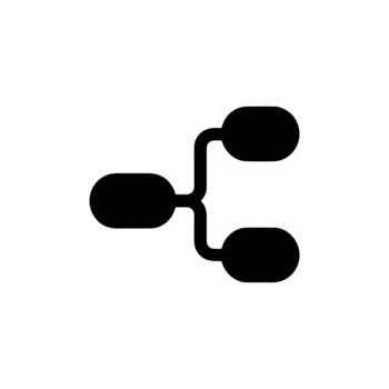 Simple Geometric Branching Connection Shape Icon for Diagram or Chart vector
