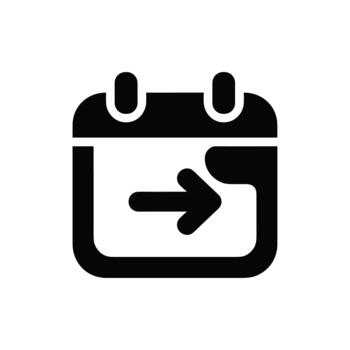 Simple Bold Calendar with Arrow Right Symbol Date Schedule Icon vector