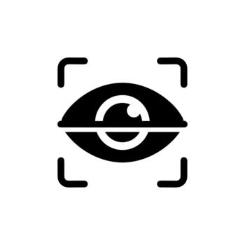 Minimalist Flat Eye Scan Biometric Security Simple Interface Icon Symbol vector
