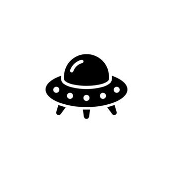 Minimalist Simple Alien Spaceship Icon Flying Object Isolated Silhouette Style vector