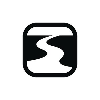 Minimalist Rounded Square Frame Winding River Graphic Symbol Element vector