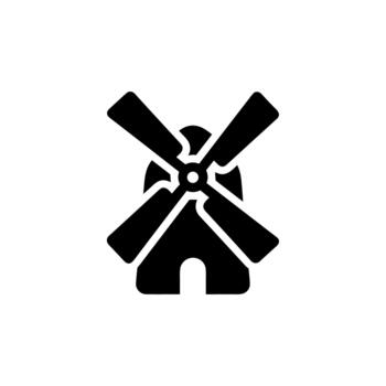 Modern Solid Fill Style of Windmill Icon with Rotating Blades Shape vector