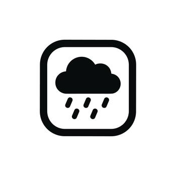 Minimalist Outline Weather App Rain Cloud Icon Design on Rounded Square vector