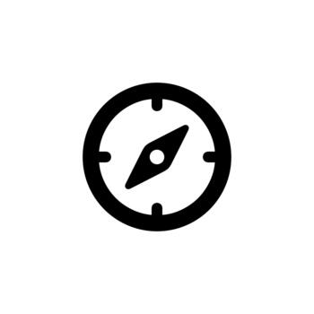 Minimalist Solid Compass Navigation Instrument Orientation Direction Graphic Element vector