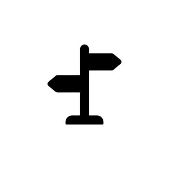 Minimalist Black Directional Signpost with Two Arrows, Location and Navigation Icon vector