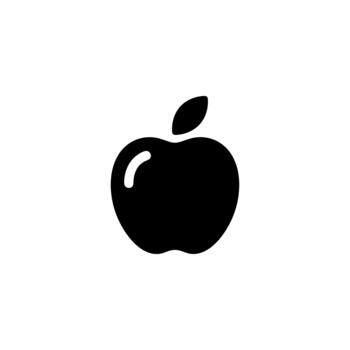 Simple Silhouette Apple Fruit Icon with Single Leaf Design Element vector