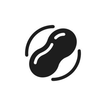 Simple Line Bean with Rotation Circle Icon in Black and White vector