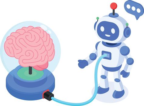 ai conocimiento transferir chatbot aprendizaje desde humano cerebro vector