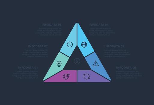 elementos de grafico, diagrama con 6 6 procesos. negocio . proceso cuadro. vector
