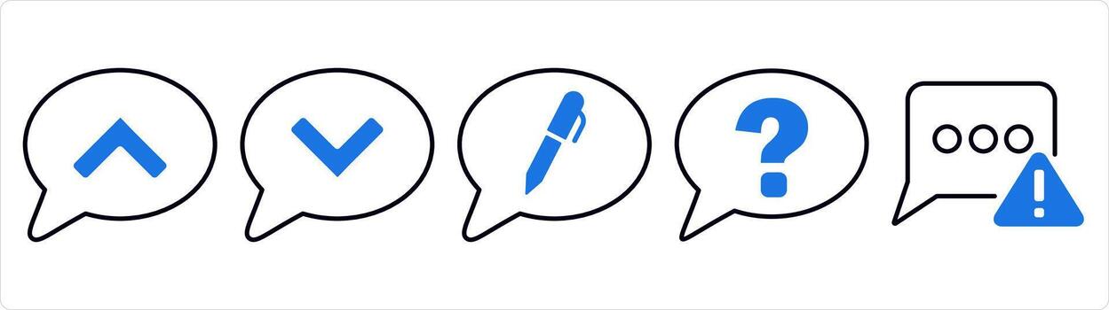 un conjunto de 5 5 negocio íconos como mensaje, editar mensaje, pregunta en azul línea color vector
