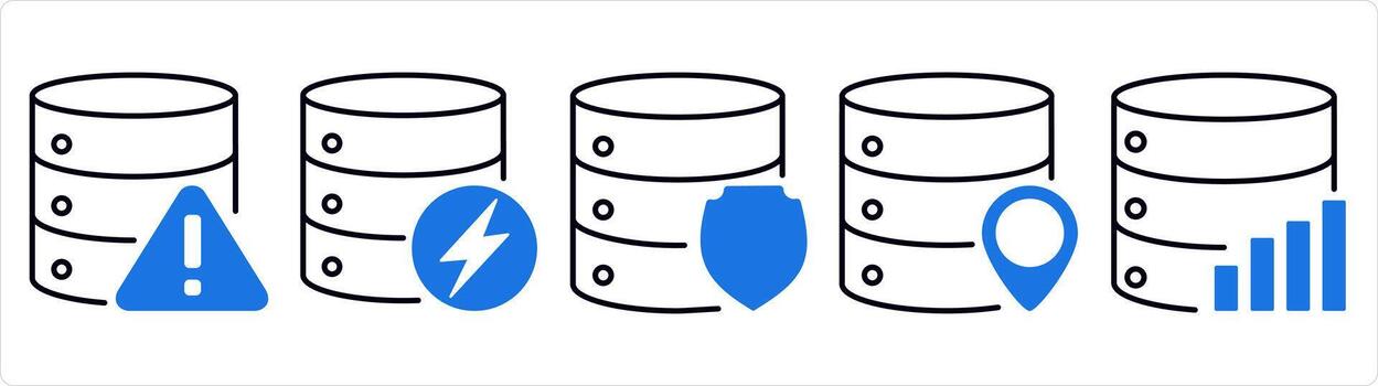 un conjunto de 5 5 Internet íconos como servidor mantenimiento, servidor, servidor proteger en azul línea color vector