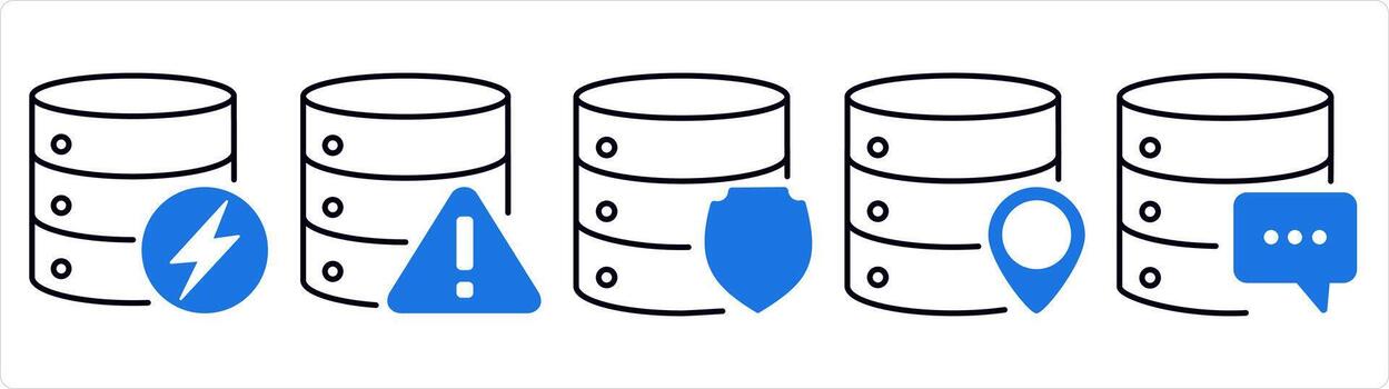 un conjunto de 5 5 Internet íconos como servidor, servidor mantenimiento, servidor proteger en azul línea color vector