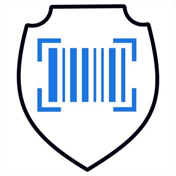 bar código icono concepto en azul línea color vector