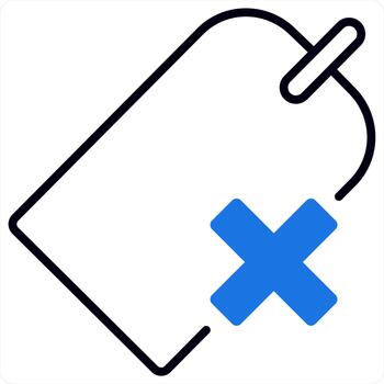 Wrong Tag and label icon concept in blue line color vector