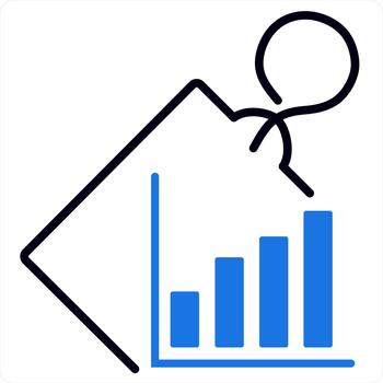 Statistics and tag icon concept in blue line color vector