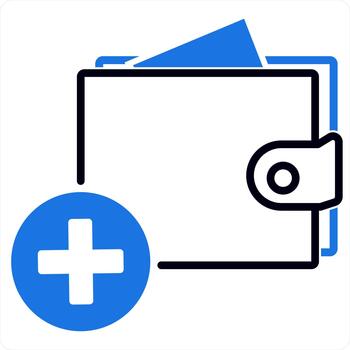Add To Wallet icon concept in blue line color vector