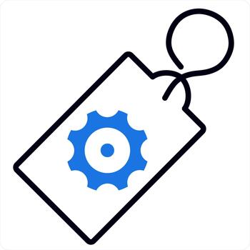 Tag Setting and label icon concept in blue line color vector