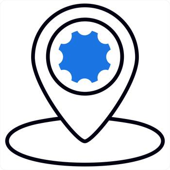 Location Setting and maintenance icon concept in blue line color vector