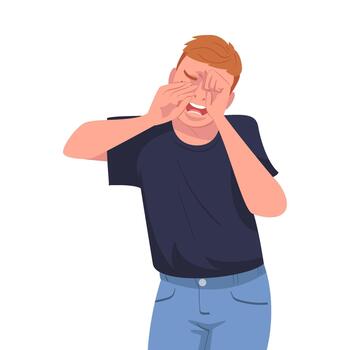 Crying Man Character Weeping and Sobbing from Sorrow and Grief Feeling Sad and Upset Illustration vector