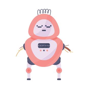 moderno robot y humanoide larva del moscardón con sonriente cara como artificial inteligencia ilustración vector