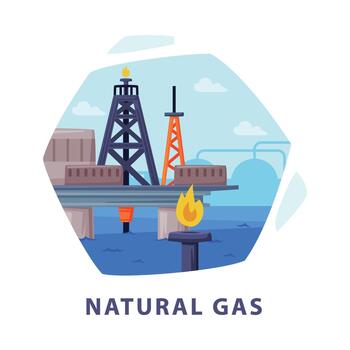 natural gas recurso con metano extracción hexagonal forma imagen ilustración vector