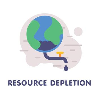 Global Resource Depletion with Earth Globe Having Pipe with Drop and Valve Illustration vector