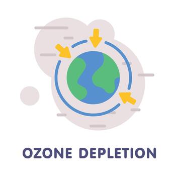 Ozone Depletion with Earth Globe and Arrows with Damaged Layer Illustration vector