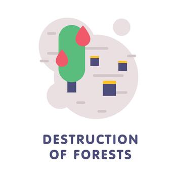 Forest Destruction with Tree in Flame and Stump After Deforestation Illustration vector