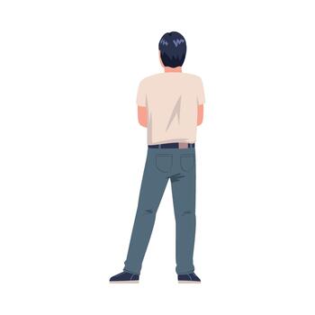 Man Character Standing with Folded Arms Back View Illustration vector
