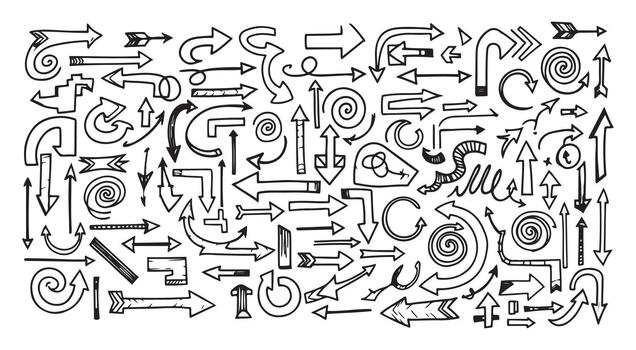 Large Art Set of Abstract Swirls, Lines, Strokes and Sketch Style Marks Illustration vector