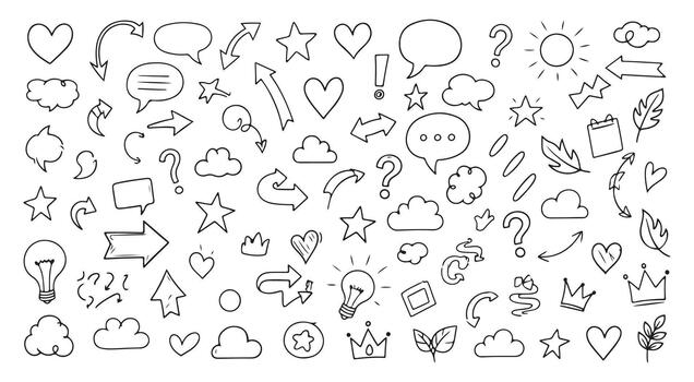 Minimal Line Art Icons with Simple Marks, Shapes and Abstract Signs vector