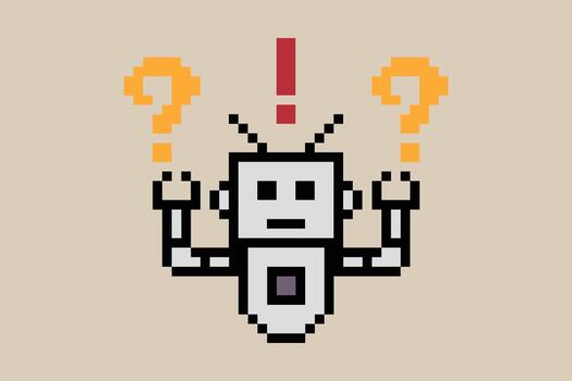 personaje mínimo robot ai diseño negocio Arte robótico antecedentes píxel Arte. vector