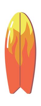 Surfboard with Bright Pattern Design flame vector