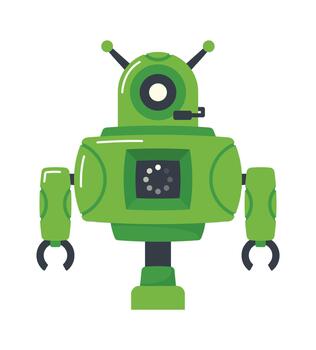 mini robot droide o chatbot personaje juguete vector