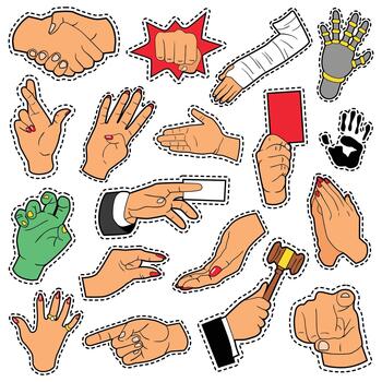 Hands and Arms Set with Different Signs vector