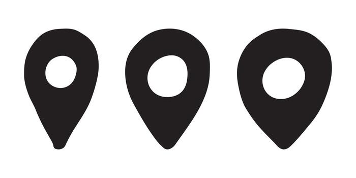 pointer track Set of hand drawn map pin Map marker pointer sign GPS and mapping tools Location pin symbol Pinpoint clipart in doodle style Single element for web, design vector