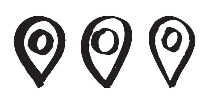 pointer black Set of hand drawn map pin Map marker pointer sign GPS and mapping tools Location pin symbol Pinpoint clipart in doodle style Single element for web, design vector
