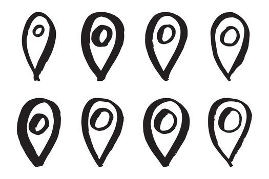 pointer road Set of hand drawn map pin Map marker pointer sign GPS and mapping tools Location pin symbol Pinpoint clipart in doodle style Single element for web, design vector