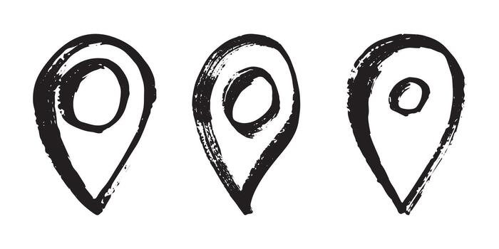 pointer traveling Set of hand drawn map pin Map marker pointer sign GPS and mapping tools Location pin symbol Pinpoint clipart in doodle style Single element for web, design vector