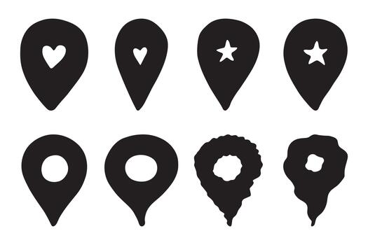 pointer target Set of hand drawn map pin Map marker pointer sign GPS and mapping tools Location pin symbol Pinpoint clipart in doodle style Single element for web, design vector