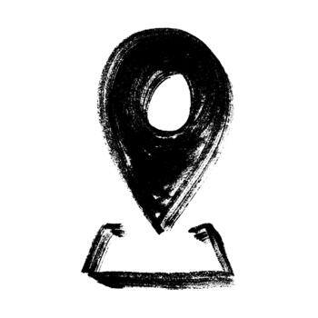 Hand drawn map pin Map marker pointer sign GPS and mapping tools Location pin symbol Pinpoint clipart in doodle style Single element for web, design pointer destination vector