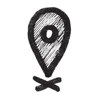 Hand drawn map pin Map marker pointer sign GPS and mapping tools Location pin symbol Pinpoint clipart in doodle style Single element for web, design pointer place vector